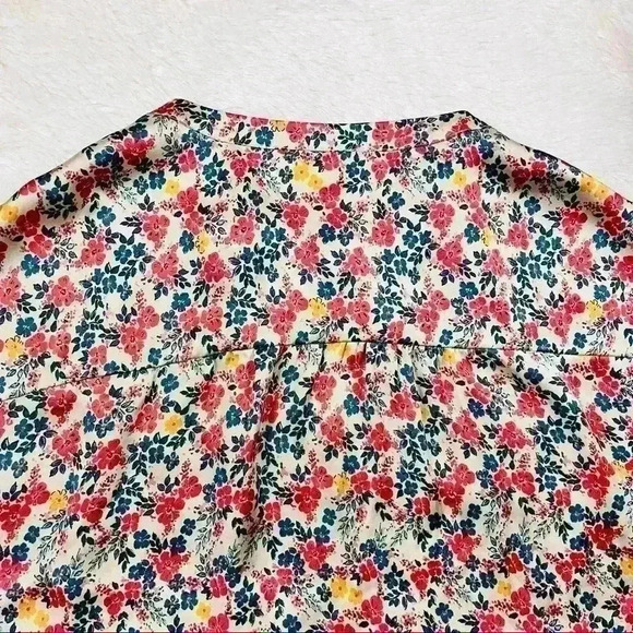 Pale Sky Multicolored Floral Print Quarter Button Short Dolman Sleeve Top Size S - Picture 11 of 16
